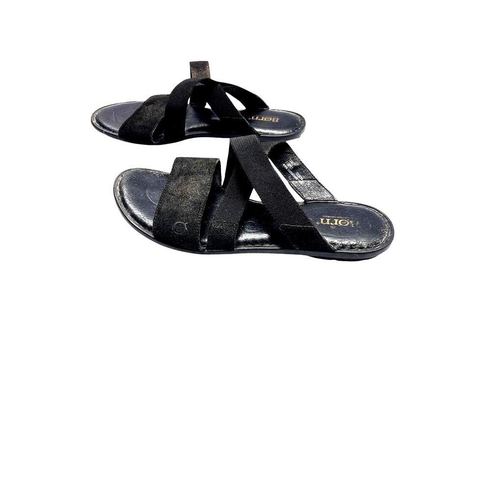 Børn Women’s Size 10 M Black Strappy Elastic Comfort Sandals Slip On